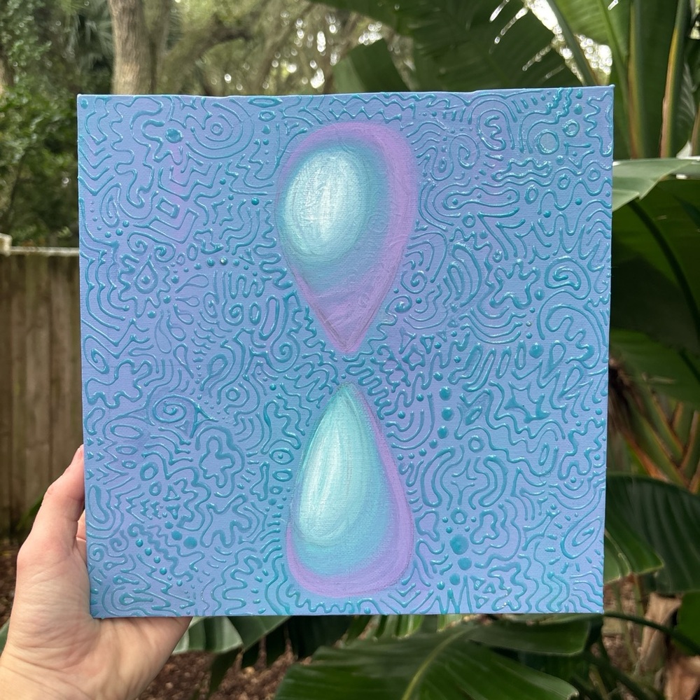 Blue and Purple Psychedelic Physics Inspired Handmade Art